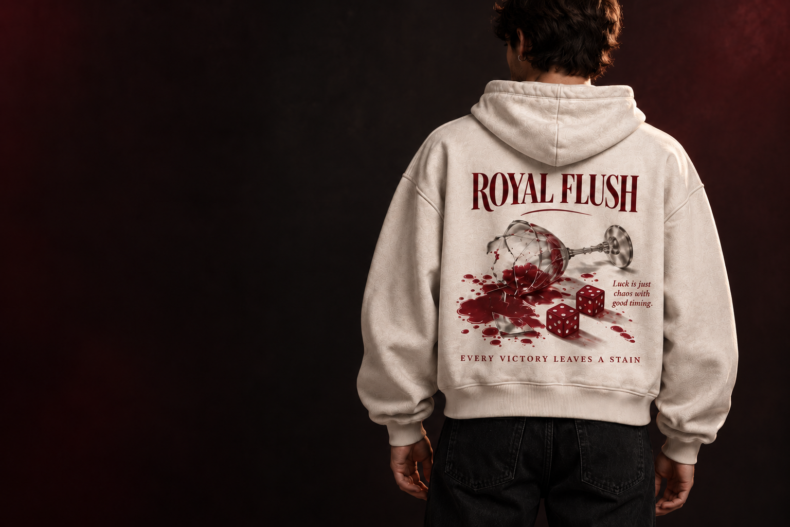 Худи из коллекции Royal Flush на модели, вид со спины